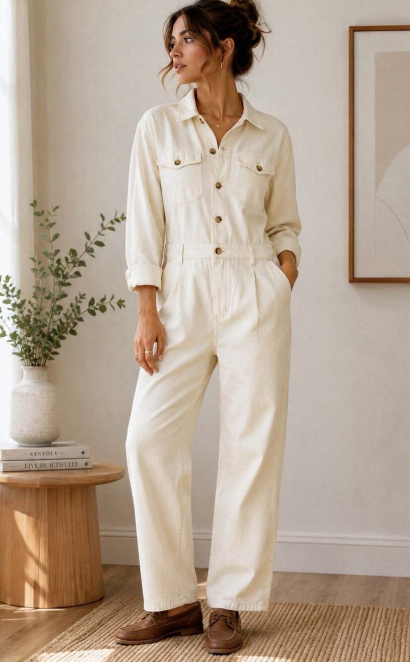 Madewell NWT Utility Jumpsuit Size 6 Cream Ivory Ctn Boilersuit Lyocell NU498